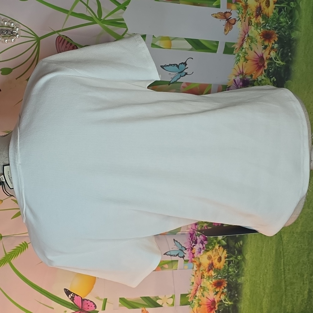 Tuckernuck White Ribbed Short Sleeve Top In XXL - Picture 6 of 6